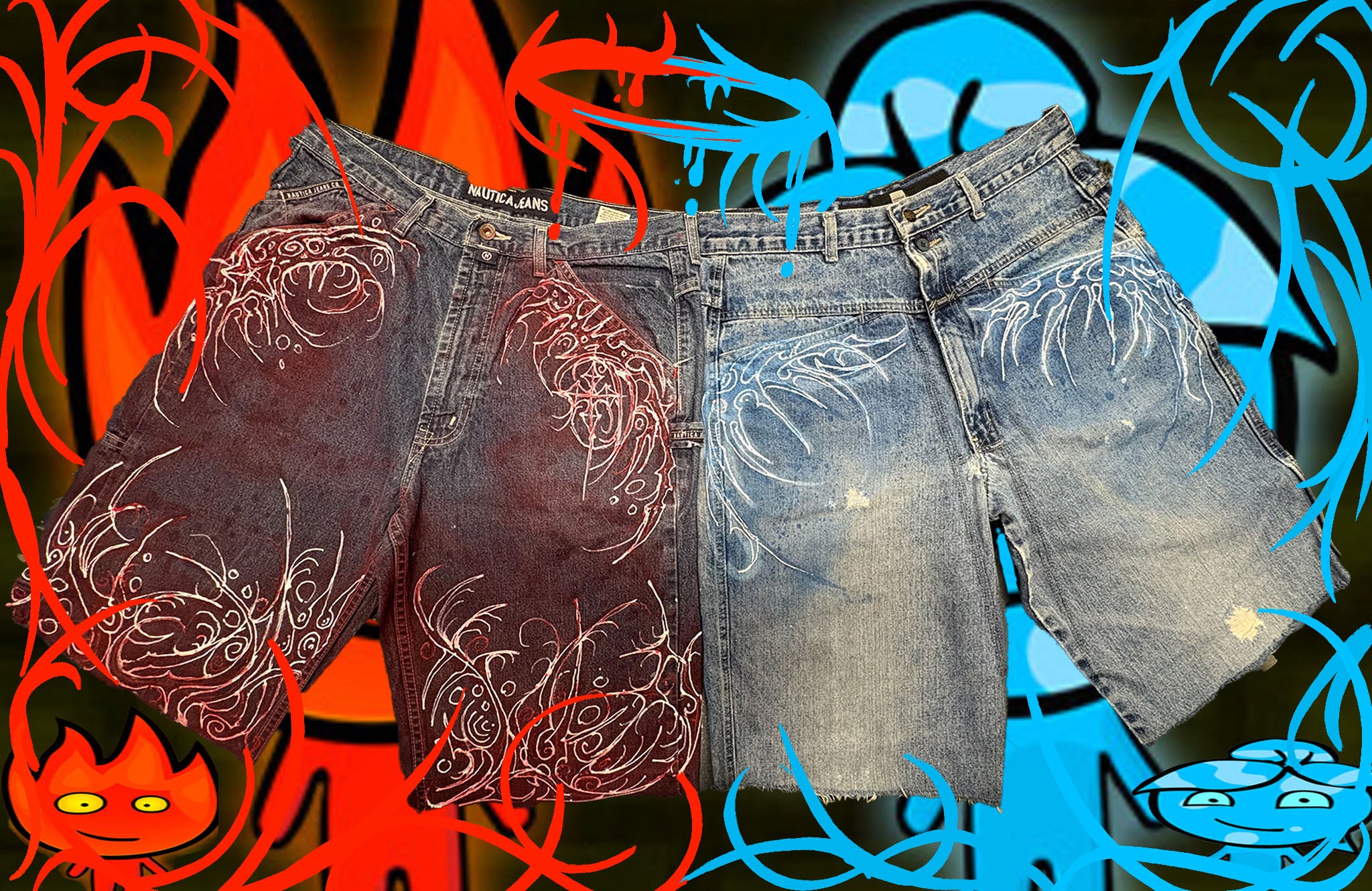 Fire boy and Water Girl Jorts